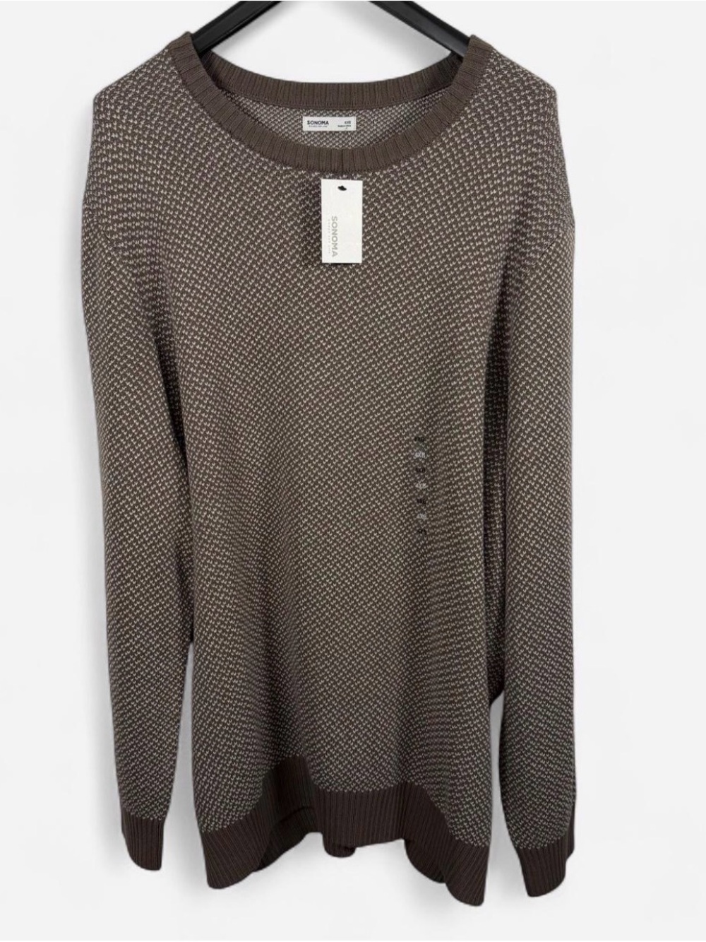 NWT- Sonoma Men's Two-Tone Brown Crewneck Sweater 4XL